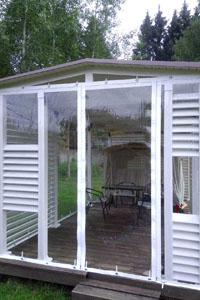 Мягкие окна ПВХ для деревянной беседуи